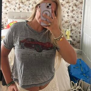 Grey and red general motors Corvette Logo Crop Top